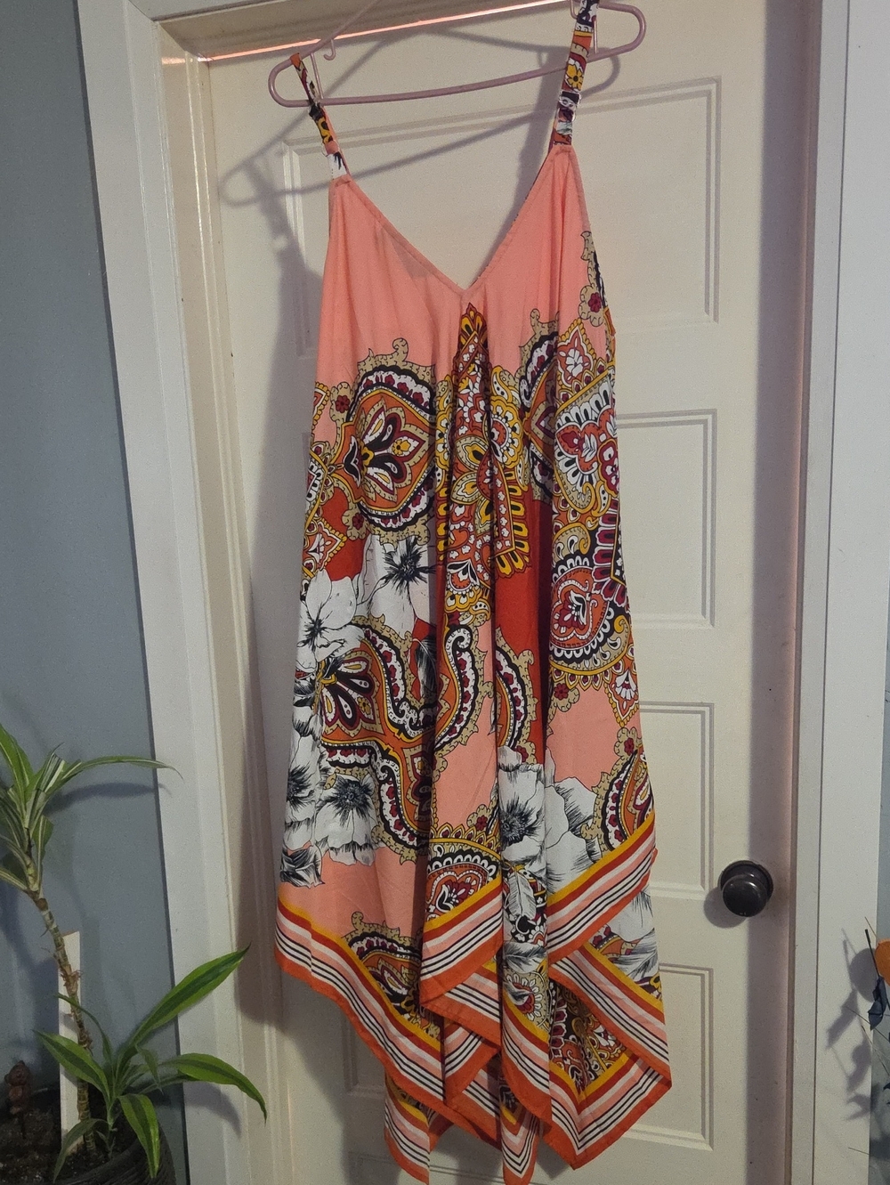 Sleeveless Pink Paisley Print Summer Dress
